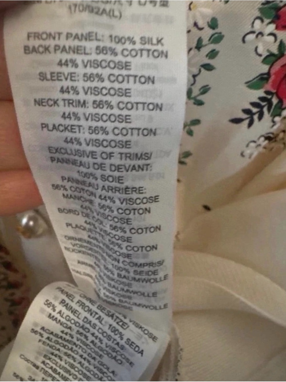 Tory Burch Silk/Cotton Cream Cardigan with Pink and Green Floral Embroidery - Picture 6 of 6